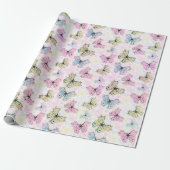 pastel vlinders cadeaupapier (Uitgerold)