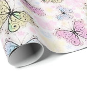 pastel vlinders cadeaupapier (Rol Hoek)