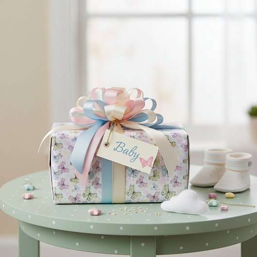 pastel vlinders cadeaupapier