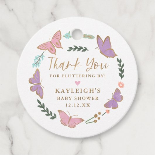  pastel vlinders dank u bedankjes labels (Voorkant)