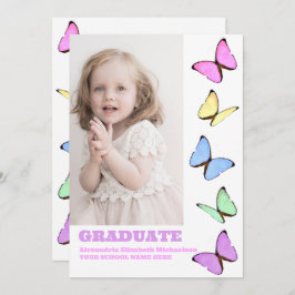 Pastel vlinders Kinder foto Afstuderen Kaart