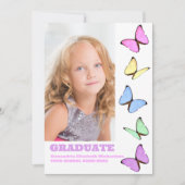 Pastel vlinders Kinder foto Afstuderen Kaart (Voorkant)