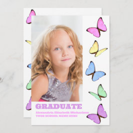 Pastel vlinders Kinder foto Afstuderen Kaart