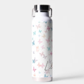 Pastel Vlinders met gepersonaliseerde naam Waterfles (Voorkant)