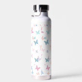 Pastel Vlinders met gepersonaliseerde naam Waterfles (Rechts)