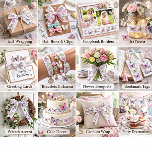Pastel vlinders satijnen lint