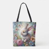 Pastel vlinders Schattige konijntje bloementuin Tote Bag (Achterkant)