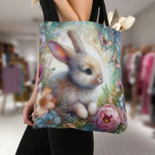 Pastel vlinders Schattige konijntje bloementuin Tote Bag