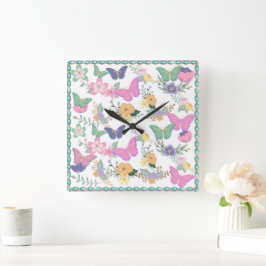 Pastel Vlinders Wandklok