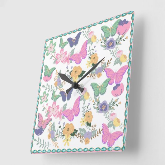 Pastel Vlinders Wandklok (Hoek)