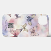 Pastel Vlinders Zakelijk of Persoonlijk QR-code Case-Mate iPhone Case (Achterkant (horizontaal))