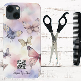 Pastel Vlinders Zakelijk of Persoonlijk QR-code Case-Mate iPhone Case