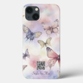 Pastel Vlinders Zakelijke of persoonlijke QR-code Case-Mate iPhone Case (Achterkant)