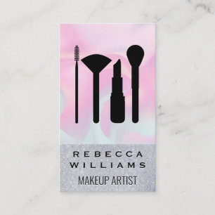 Pastel vloeibare achtergrond Glitter make-up set Visitekaartje