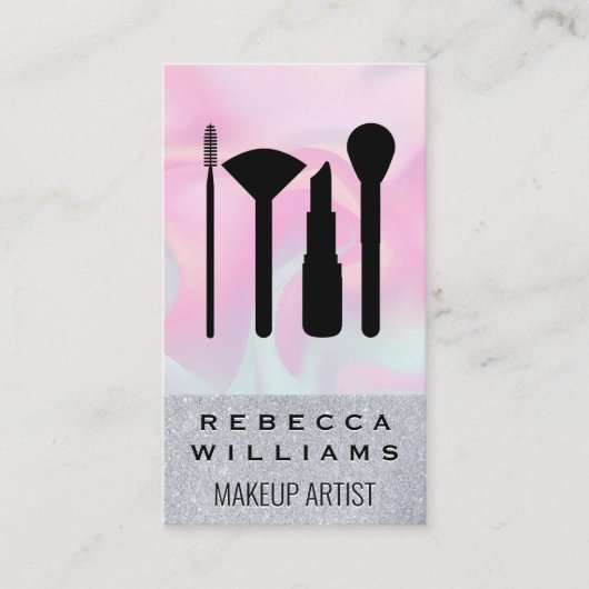 Pastel vloeibare achtergrond | Glitter make-up set Visitekaartje (Voorkant)