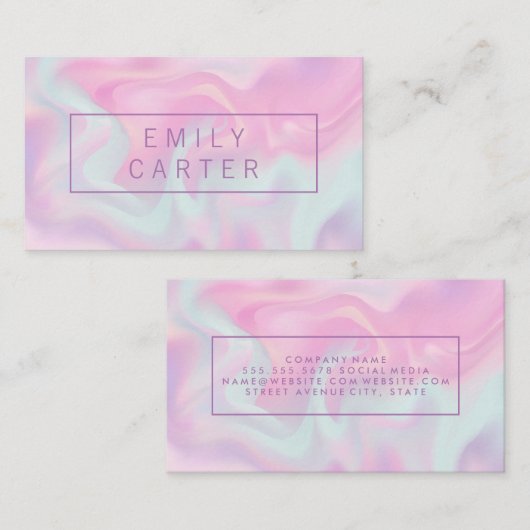 Pastel vloeibare achtergrond | Slank Lijst Visitekaartje (Voorkant / Achterkant)