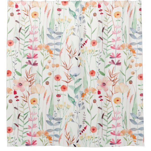 Pastel Vloertuinpatroon Douchegordijn (Voorkant)
