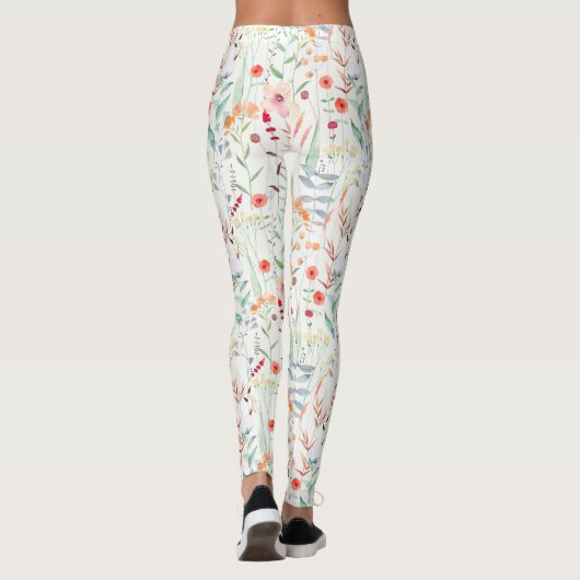 Pastel Vloertuinpatroon Leggings (Achterkant)