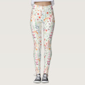 Pastel Vloertuinpatroon Leggings (Voorkant)