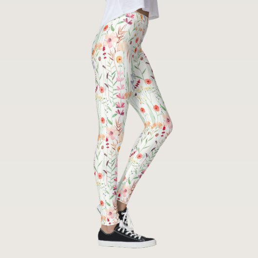 Pastel Vloertuinpatroon Leggings (Rechts)