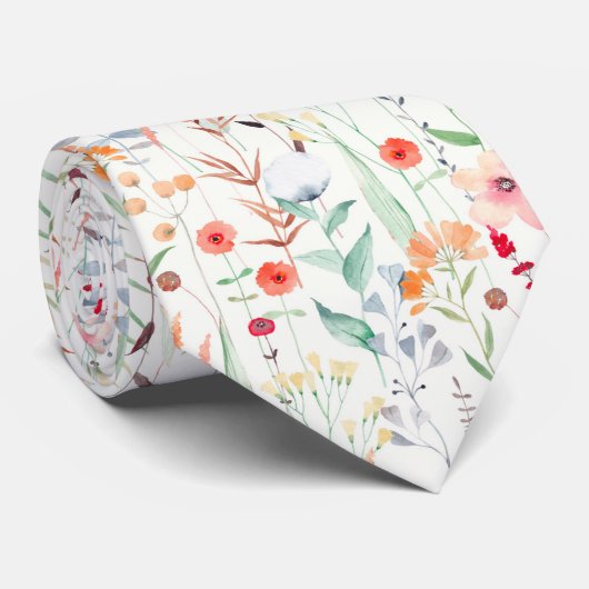 Pastel Vloertuinpatroon Stropdas (Opgerold)