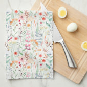 Pastel Vloertuinpatroon Theedoek (Quarter Fold)