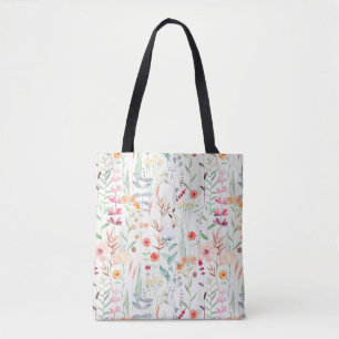 Pastel Vloertuinpatroon Tote Bag