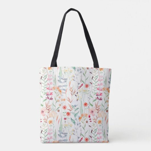 Pastel Vloertuinpatroon Tote Bag (Achterkant)