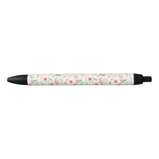 Pastel Vloertuinpatroon Zwarte Inkt Pen (Voorkant)