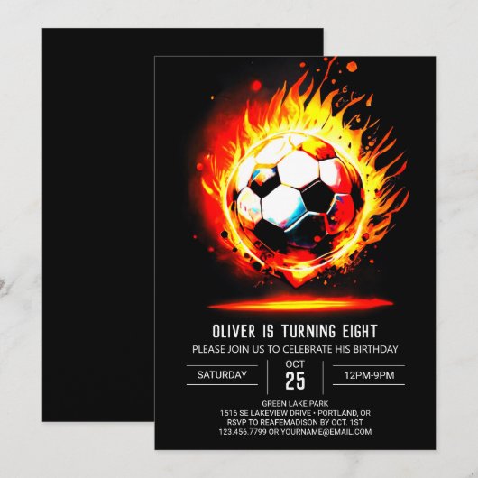 Pastel Voetbal Digitale Kinderen Verjaardag Kaart (Voorkant / Achterkant)