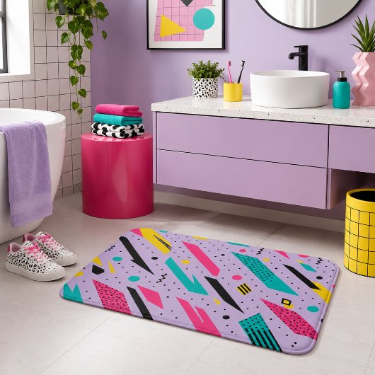 Pastel Voltage Memphis Retro Roze Teal Badmat