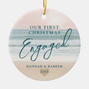 Pastel voor eerste kerstmis met Verloving Ocean Pa Keramisch Ornament