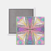 Pastel voor paaskruis, artistiek Glas in lood Magneet (Voorkant / Achterkant)