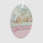 Pastel voor roze Baby eerste kerstfoto Ornament (voorkant)