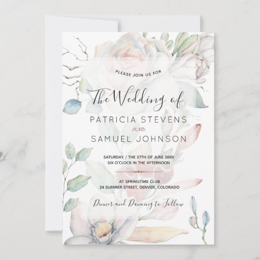 Pastel voorjaar geheime tuin waterverf bruiloft kaart (Voorkant)