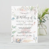 Pastel voorjaar geheime tuin waterverf bruiloft kaart (Staand voorkant)