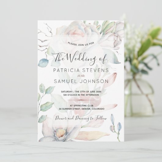 Pastel voorjaar geheime tuin waterverf bruiloft kaart (Staand voorkant)