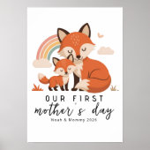 Pastel Vos Moeder Baby Eerste Moederdag Nursery Poster (Voorkant)
