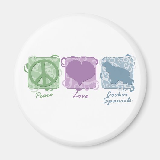 Pastel Vrede, Liefde, en Cocker Spaniels Magneet (Voorkant)