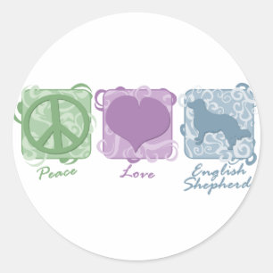 Pastel Vrede, Liefde en Engelse Herders Ronde Sticker