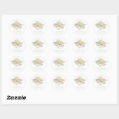 Pastel Vrolijk Kerstmis Roze Sage Poinsettia Goud Ronde Sticker (Vel)