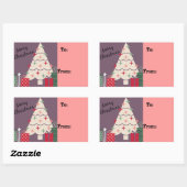 Pastel Vrolijke Kerstboom & Cadeaus Rechthoekige Sticker (Vel)