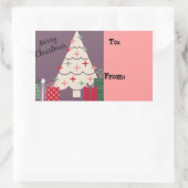 Pastel Vrolijke Kerstboom & Cadeaus Rechthoekige Sticker (Tas)