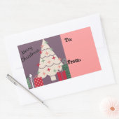 Pastel Vrolijke Kerstboom & Cadeaus Rechthoekige Sticker (Envelop)