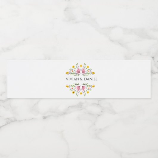 Pastel Vrouwelijke Bloem Bruiloft Waterfles Labels Waterfles Etiket (Enkel label)