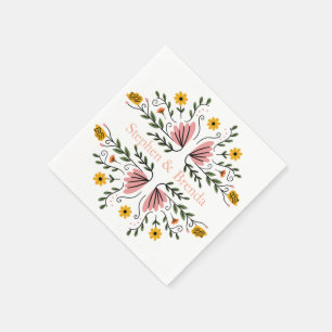 Pastel Vrouwelijke Bloemige Aangepaste Naam Elegan Servet