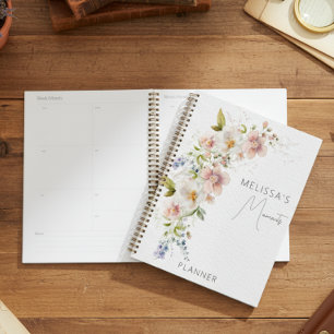 Pastel Vrouwelijke Waterverf Bloemen Modern Planner
