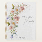 Pastel Vrouwelijke Waterverf Bloemen Modern Planner (Voorkant)