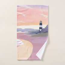 Pastel Vuurtoren | Kuststrand Oever Waterverf