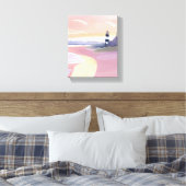 Pastel Vuurtoren | Kuststrand Waterverf Canvas Afdruk (Insitu (Slaapkamer))